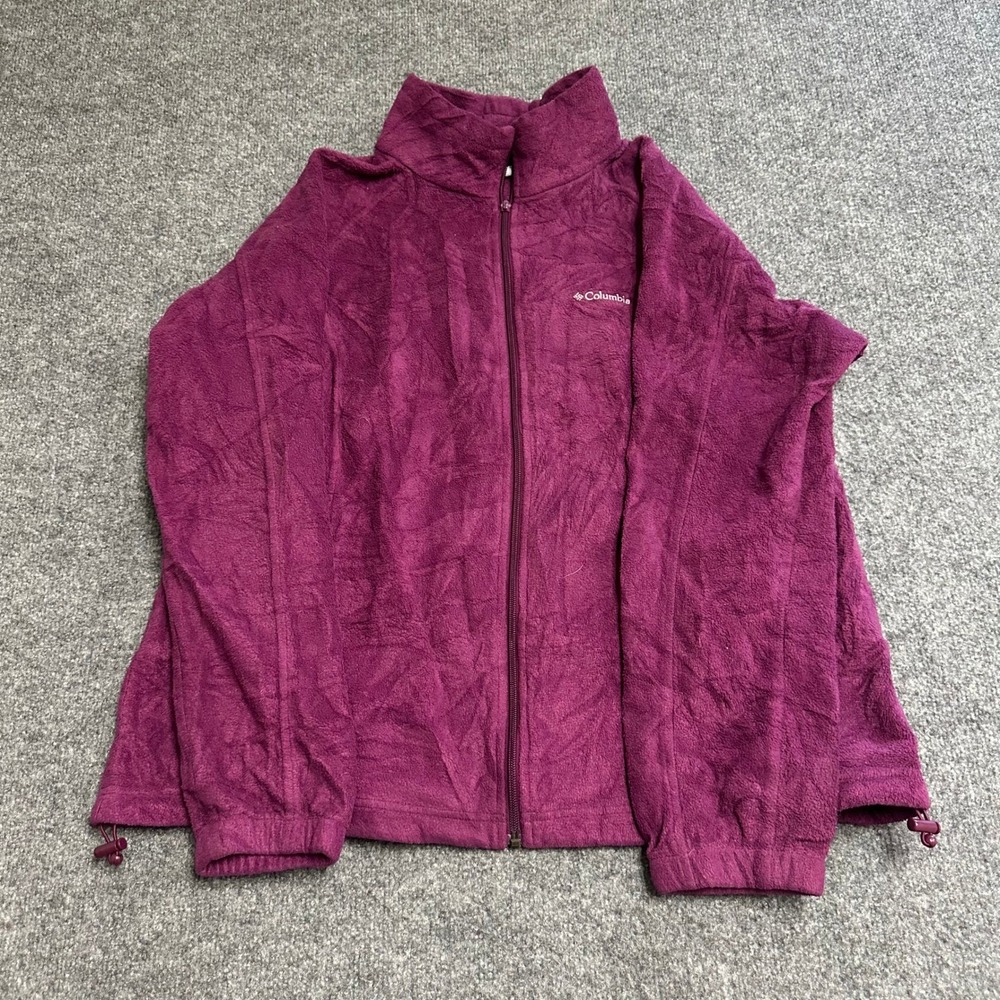 Columbia Fleece Jacket Womens Size XL Purple Full Zip Mock Neck Outdoor Soft